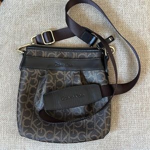 Calvin Klein Chocolate Brown Signature Crossbody/Shoulder Bag Size9”X8.5”